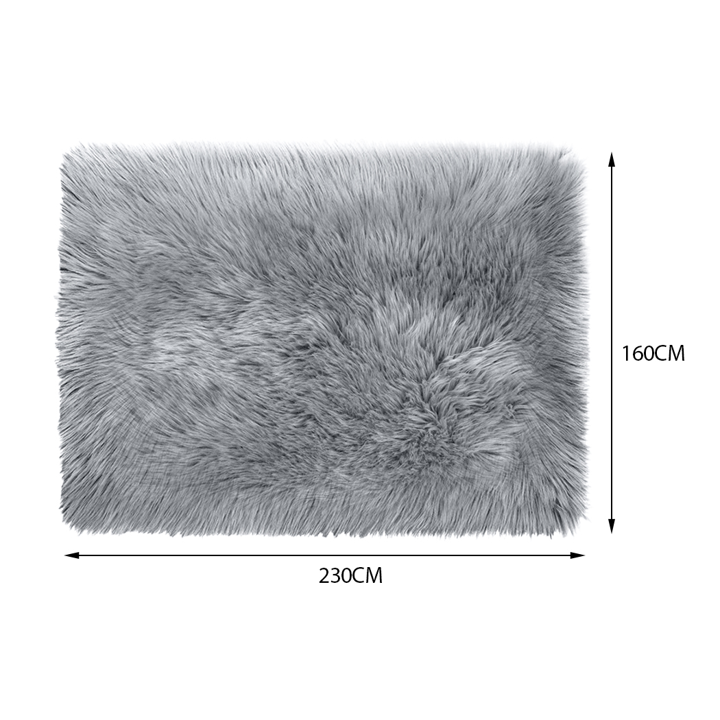Floor Rug Shaggy Carpet Area Rugs Soft Fur Living Room Bedroom Mats 160X230 Grey