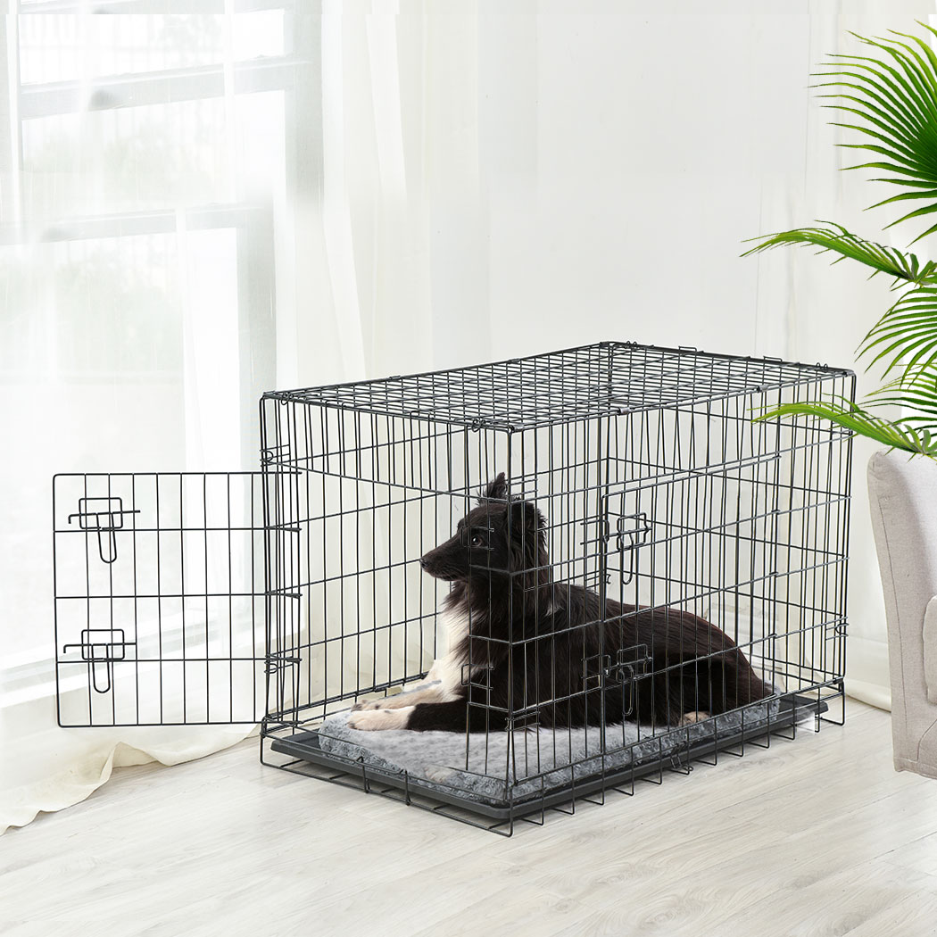 Pet Dog Cage Crate Kennel Cat Portable Collapsible Puppy Metal Carrier 48"