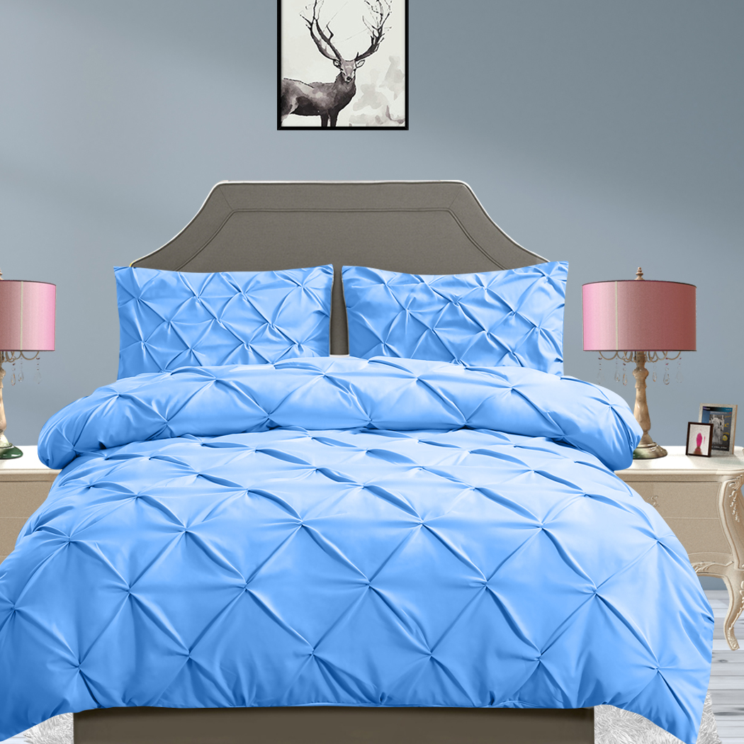 DreamZ Diamond Pintuck Duvet Cover Pillow Case Set in Full Size in Navy