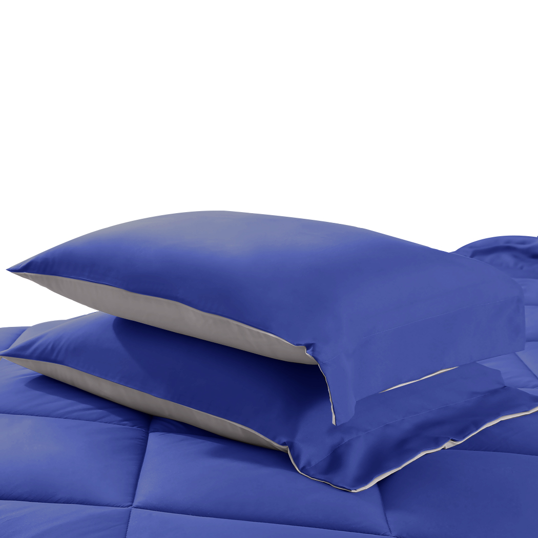 DreamZ Microfibre Reversible Quilt Duvet Cover and Pillowcase Set in Double Size