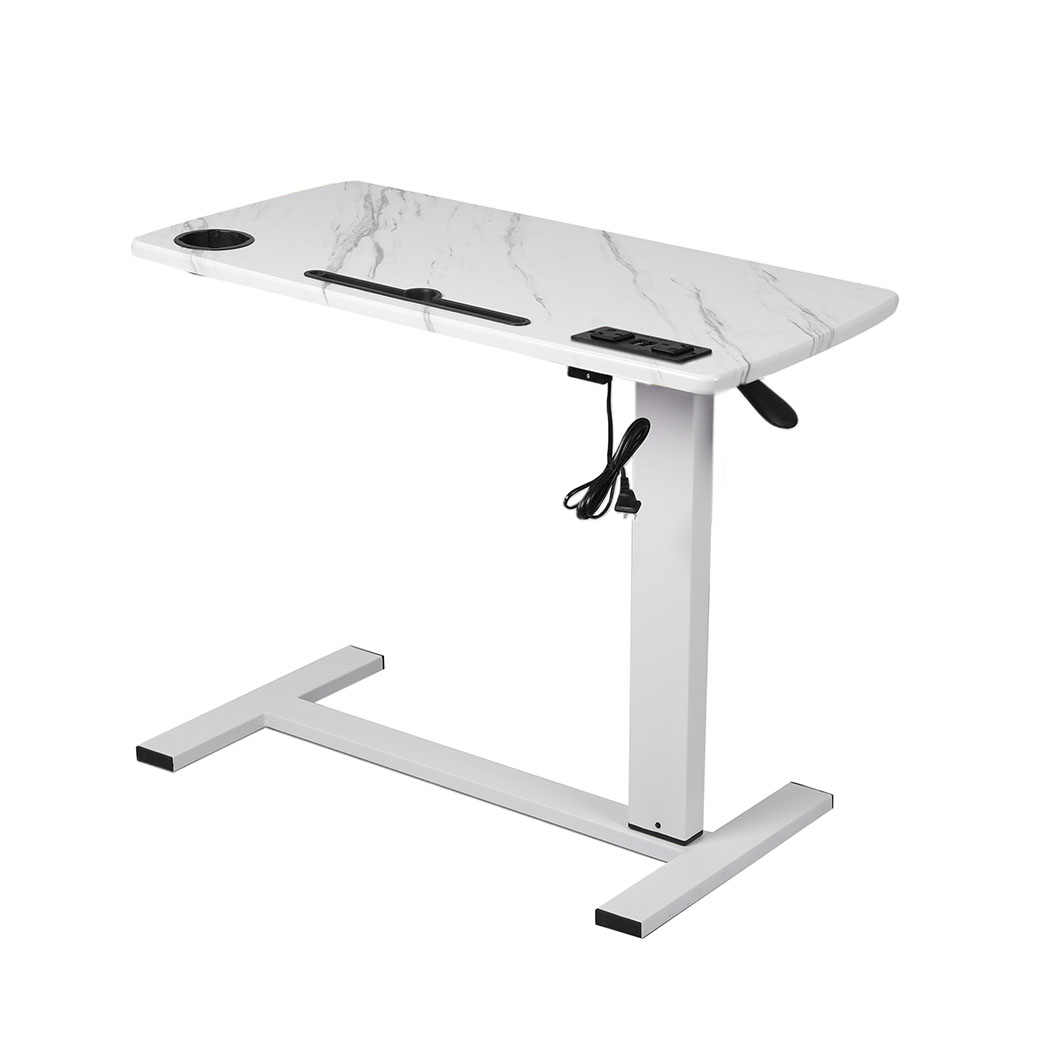 Aplusliving-Height Adjustable Desk - Modern White Design with USB Power