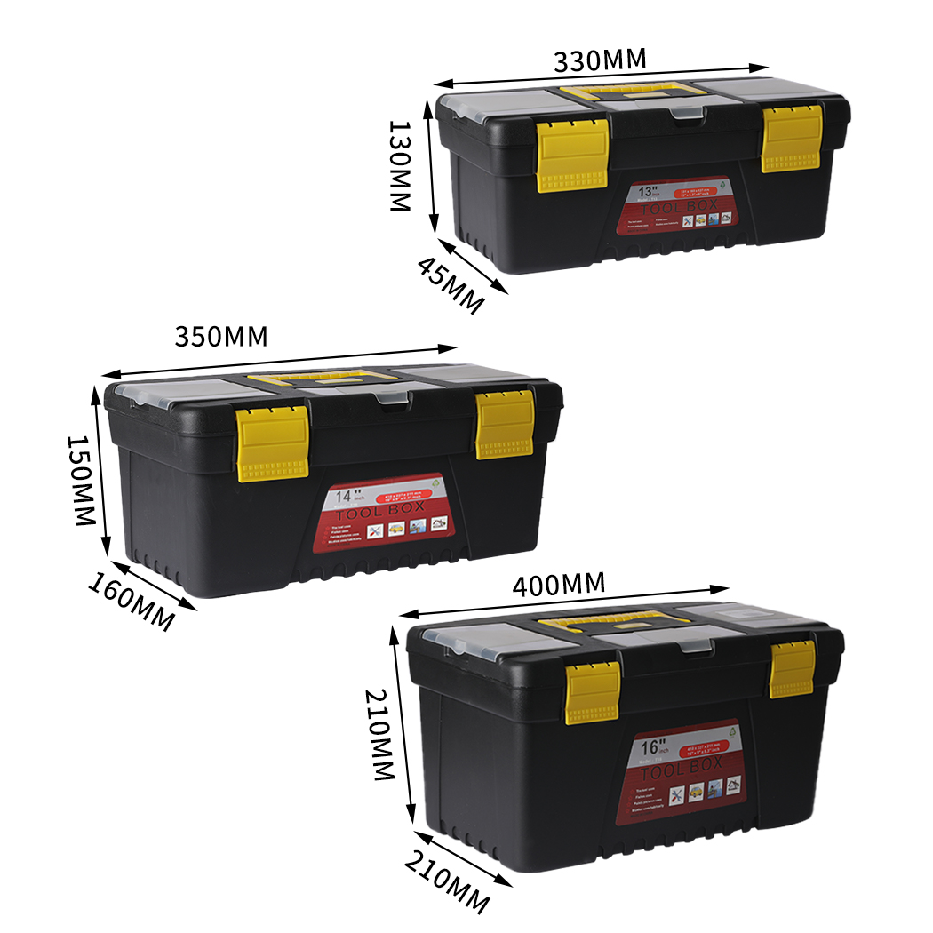 Tool Storage Set Tool Box 3PCS Lock Organiser Portable Handle Garage Tools Chest