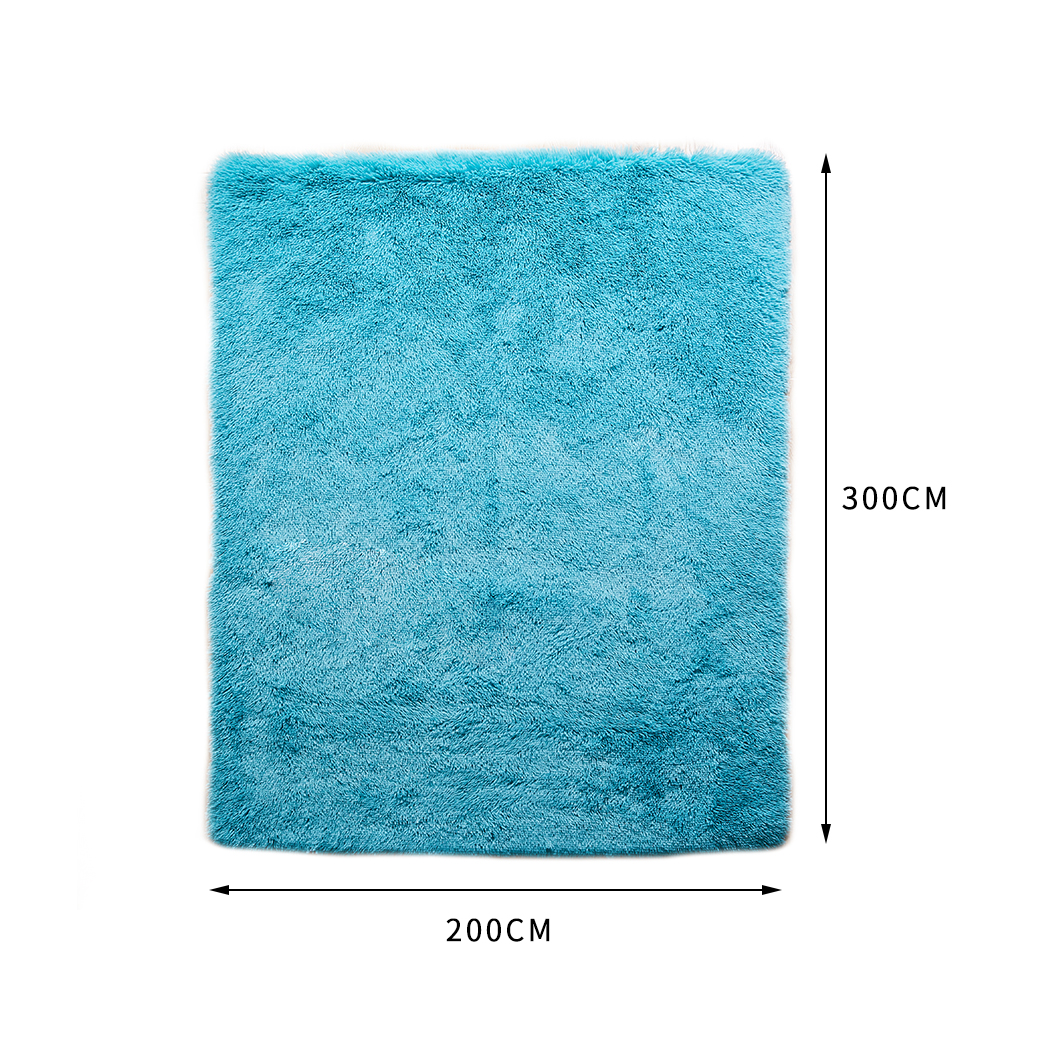 Marlow Floor Mat Rugs Shaggy Rug Area Carpet Large Soft Mats 300x200cm Blue