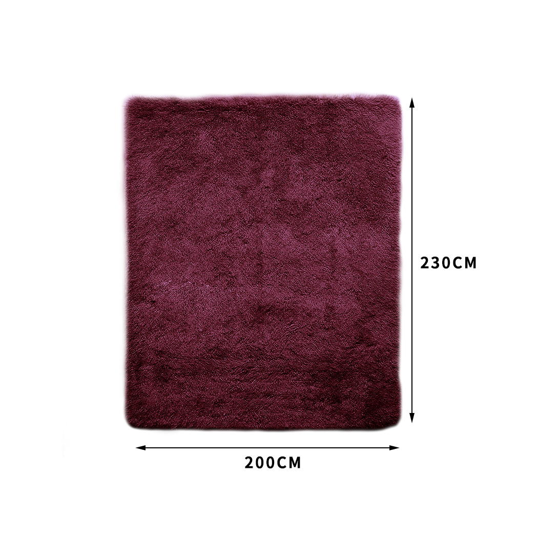 Marlow Soft Shag Shaggy Floor Confetti Rug Carpet Decor 200x230cm Burgundy