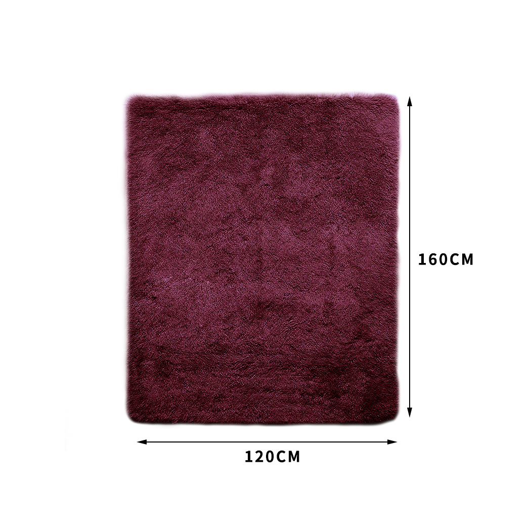 Marlow Soft Shag Shaggy Floor Confetti Rug Carpet Decor 120x160cm Burgundy