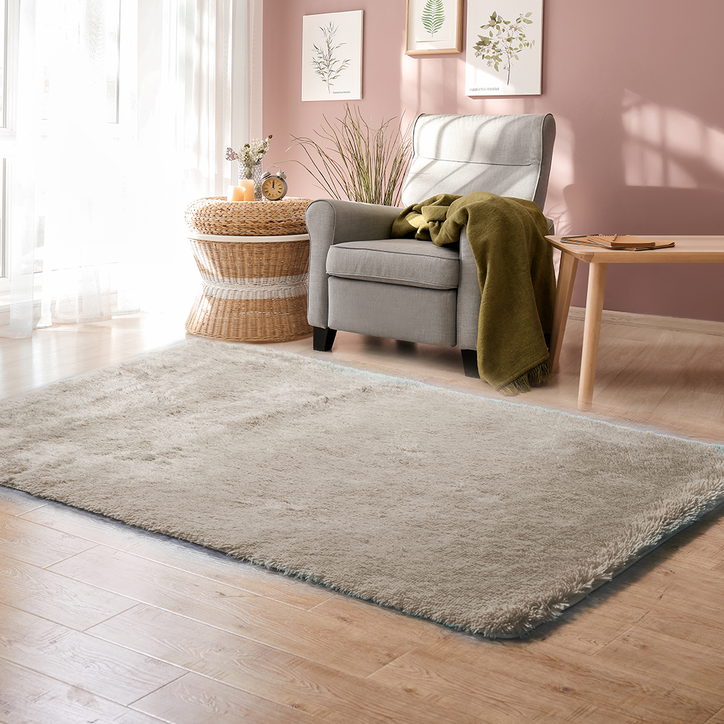 Marlow Soft Shag Shaggy Floor Confetti Rug Carpet Home Decor 160x230cm Tan
