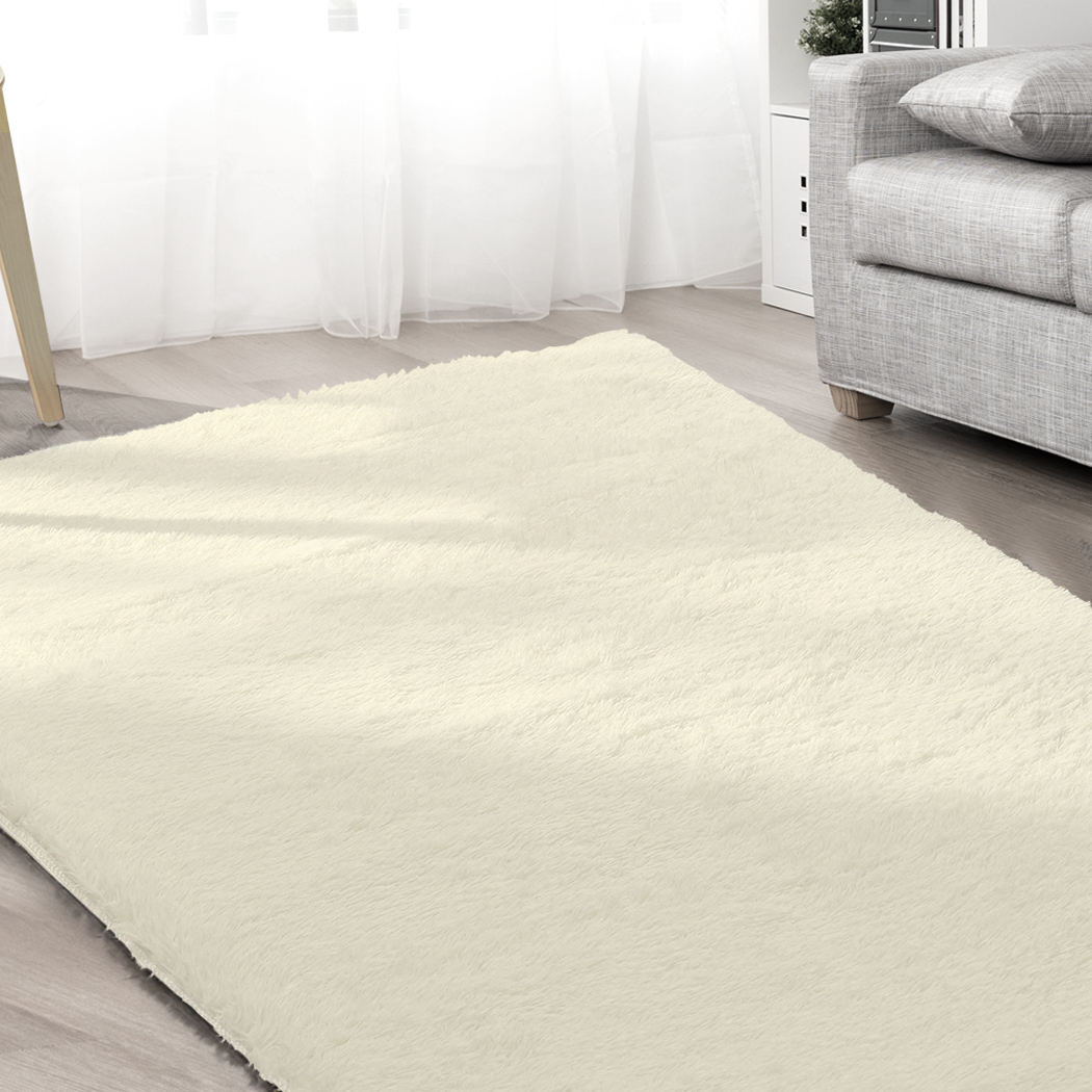 Marlow Floor Rugs Shaggy Rug Large Mats Carpet Living Room Mat 230x200cm Cream