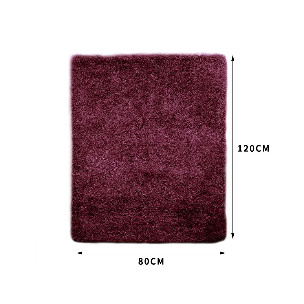 Designer Soft Shag Shaggy Floor Confetti Rug Carpet Home Decor 80x120cm Burgundy