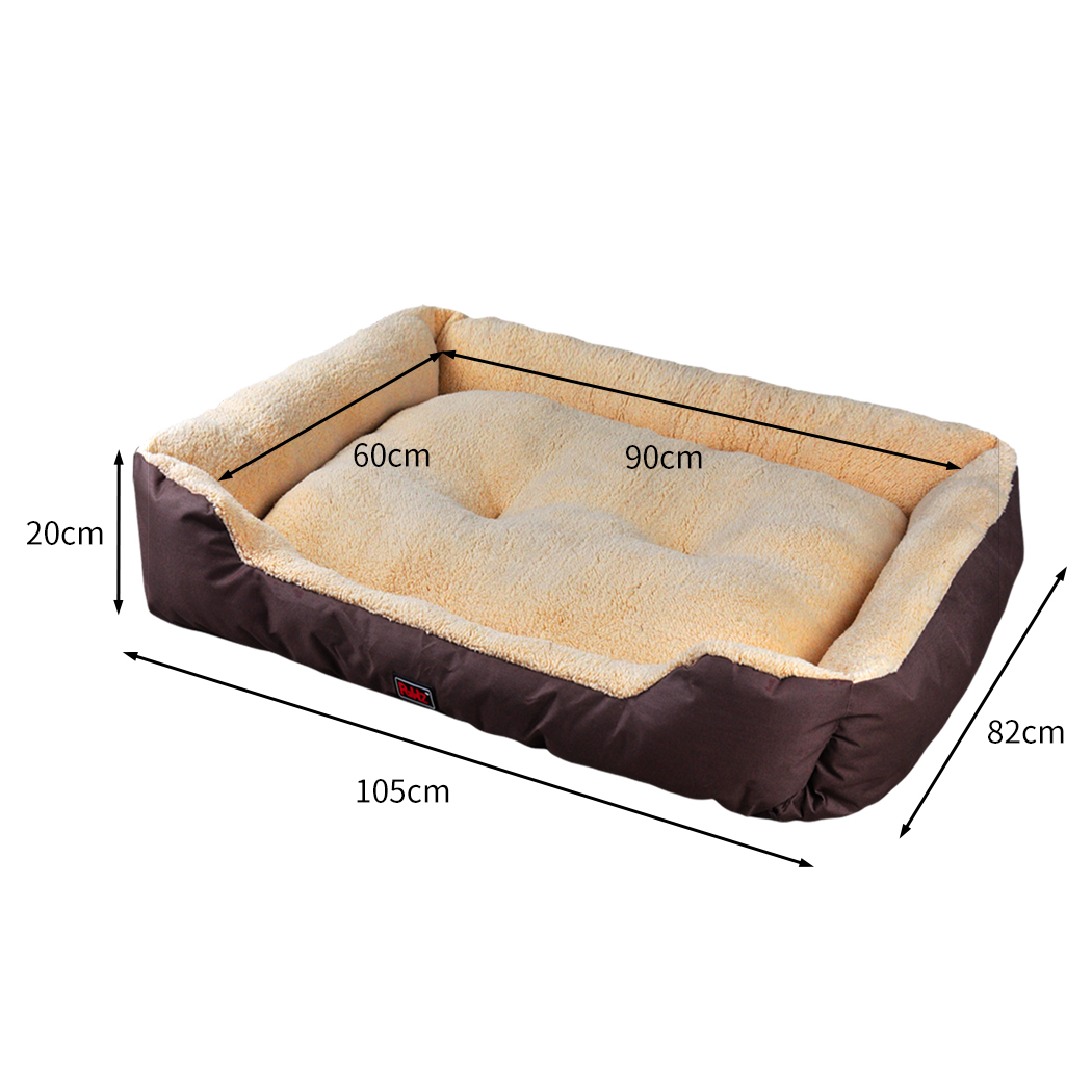 PaWz Pet Bed Dog Calming Bed Warm Soft Plush Comfy Sleeping Kennel Brown XXL