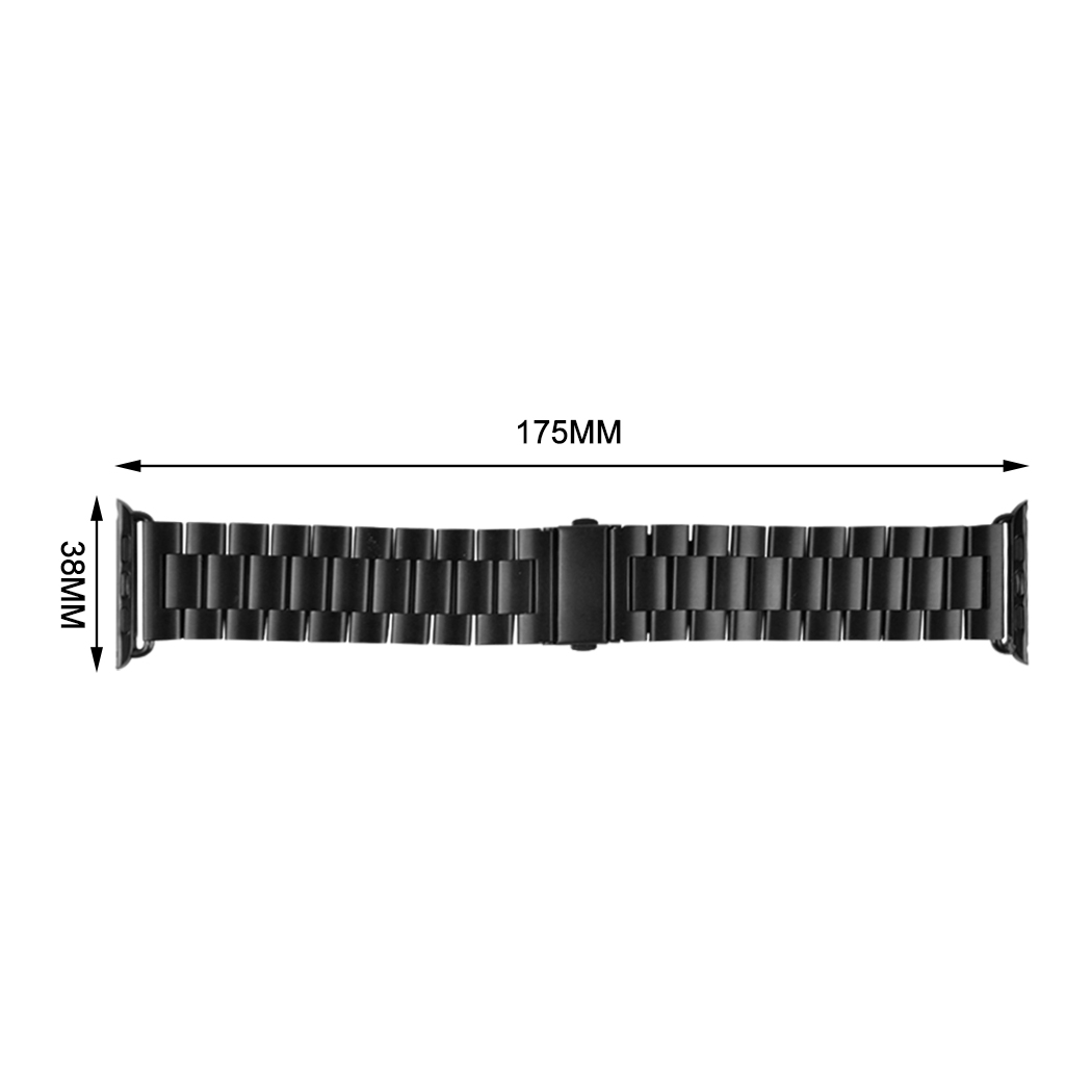 Replacement Stainless Steel Strap Band Clasp for Apple Watch Sport Edition Black