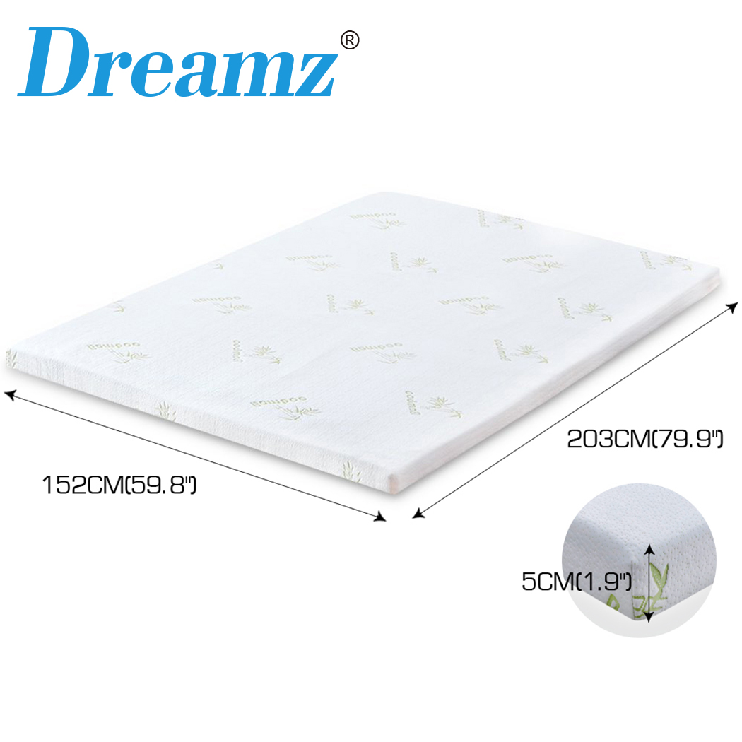 DreamZ 8cm Thickness Cool Gel Memory Foam Mattress Topper Bamboo Fabric Queen