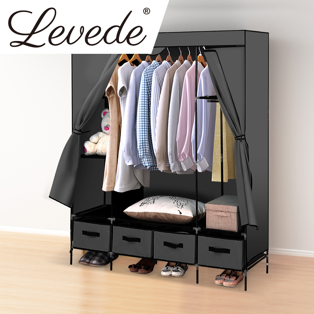 Levede Portable Wardrobe Organiser Clothes Closet Storage Cabinet Shelf 4 Drawer