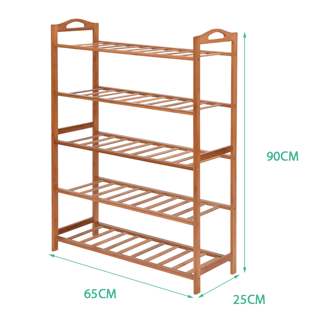 Levede Bamboo Shoe Rack Storage Wooden Organizer Shelf Shelves Stand 5 Tier 65cm