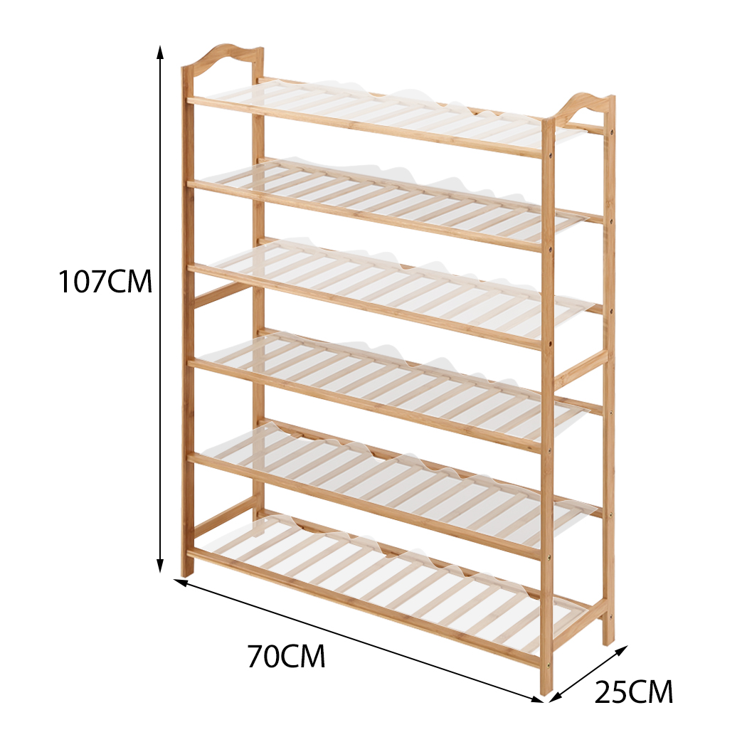 Levede Bamboo Shoe Rack Storage Wooden Organizer Shelf Stand 6 Tiers Layers 70cm