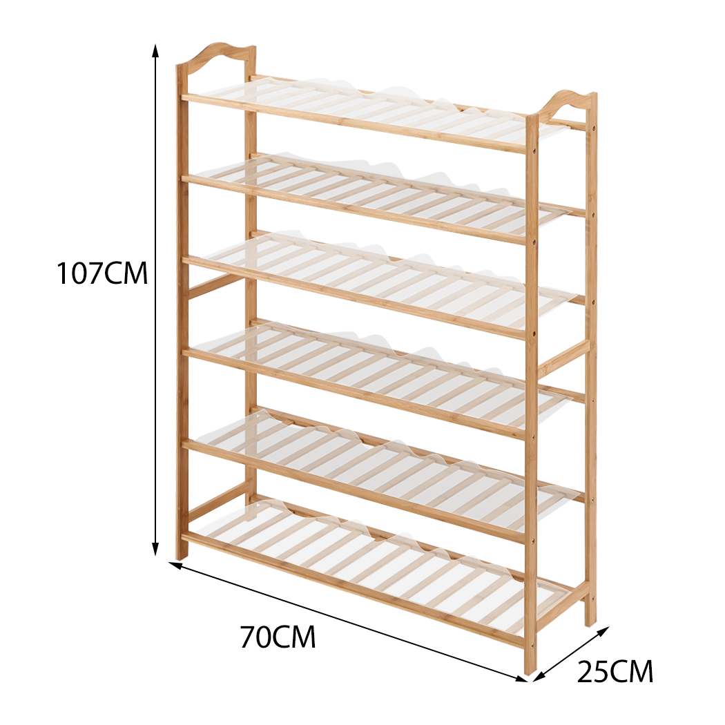 Levede Bamboo Shoe Rack Storage Wooden Organizer Shelf Shelves Stand 6 Tier 70cm