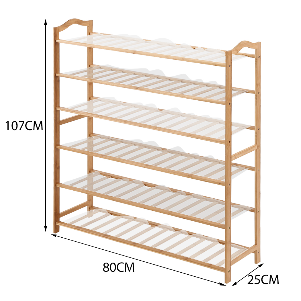 Levede Bamboo Shoe Rack Storage Wooden Organizer Shelf Stand 6 Tiers Layers 80cm