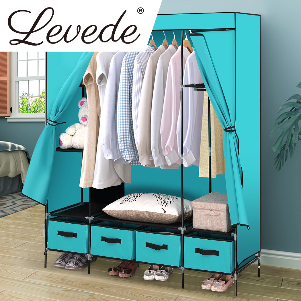 Levede Portable Wardrobe Organiser Storage Cabinet Clothes Closet Shelf 4 Drawer
