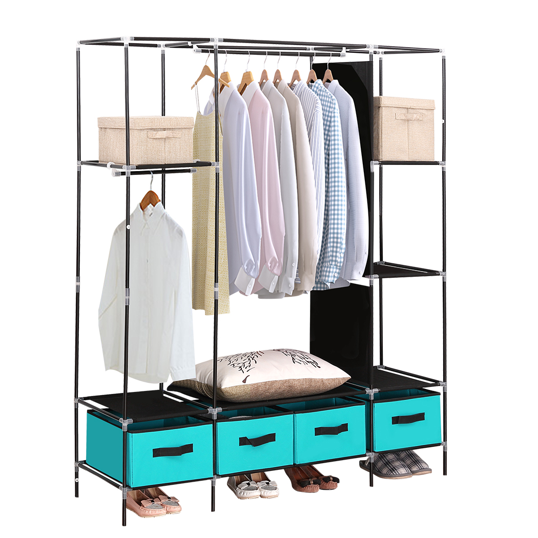 Levede Portable Wardrobe Organiser Storage Cabinet Clothes Closet Shelf 4 Drawer