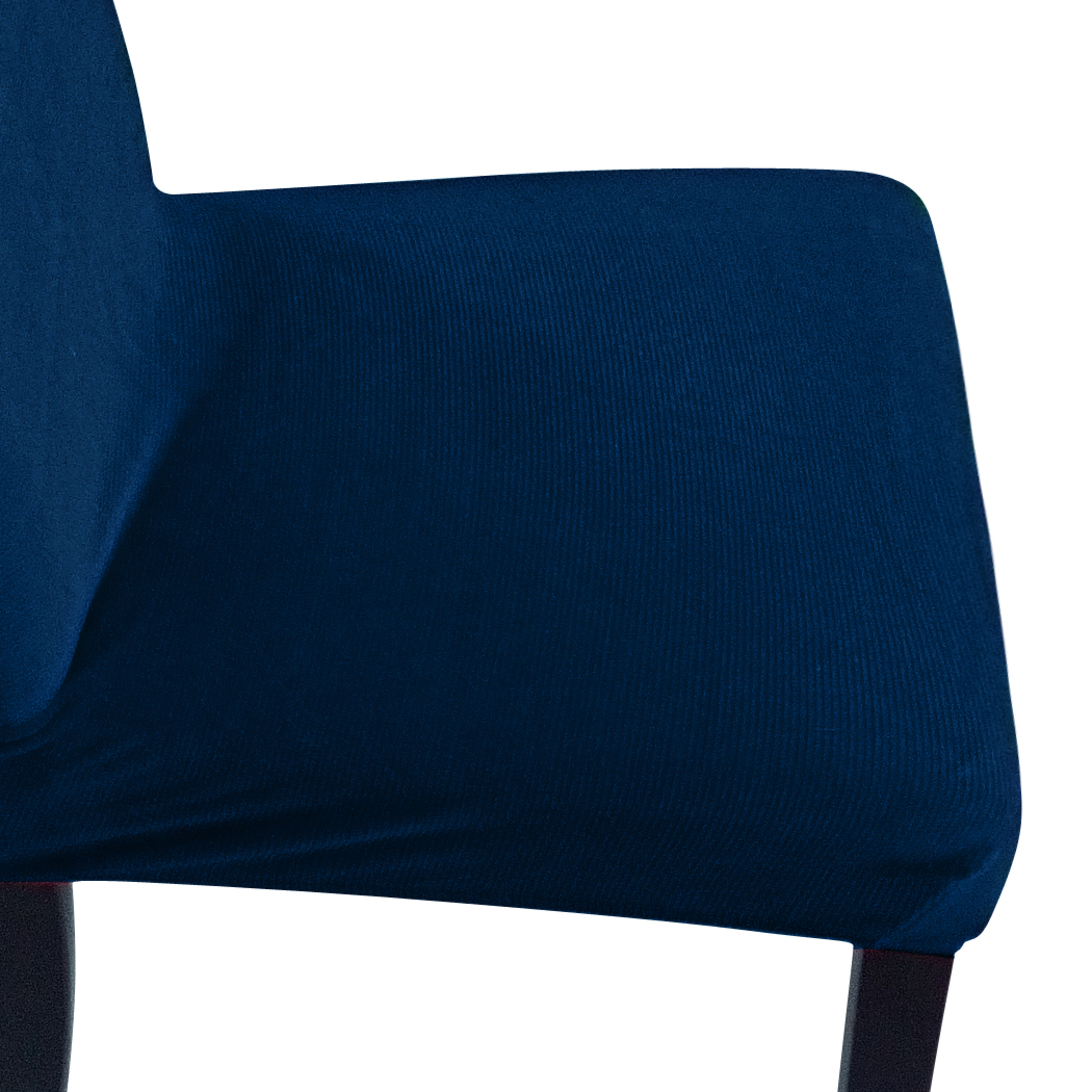 2x Stretch Corduroy Dining Chair Cover Seat Covers Protectors Slipcovers Blue