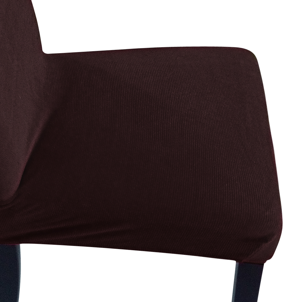 2x Stretch Corduroy Dining Chair Cover Seat Cover Protector Slipcovers Chocolate