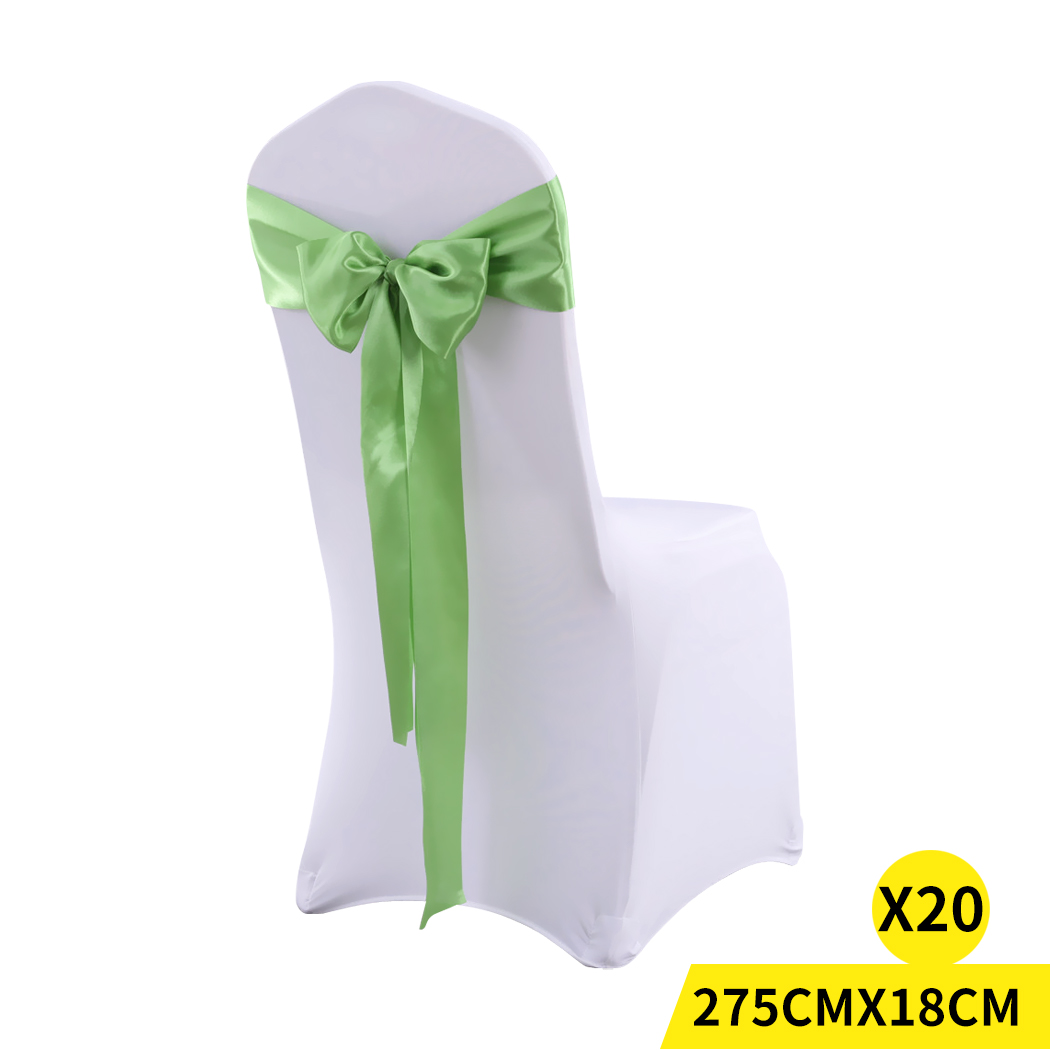 TopSellers-Green Fabric Chair Sashes - 20 Pcs Grass Green Satin Decor