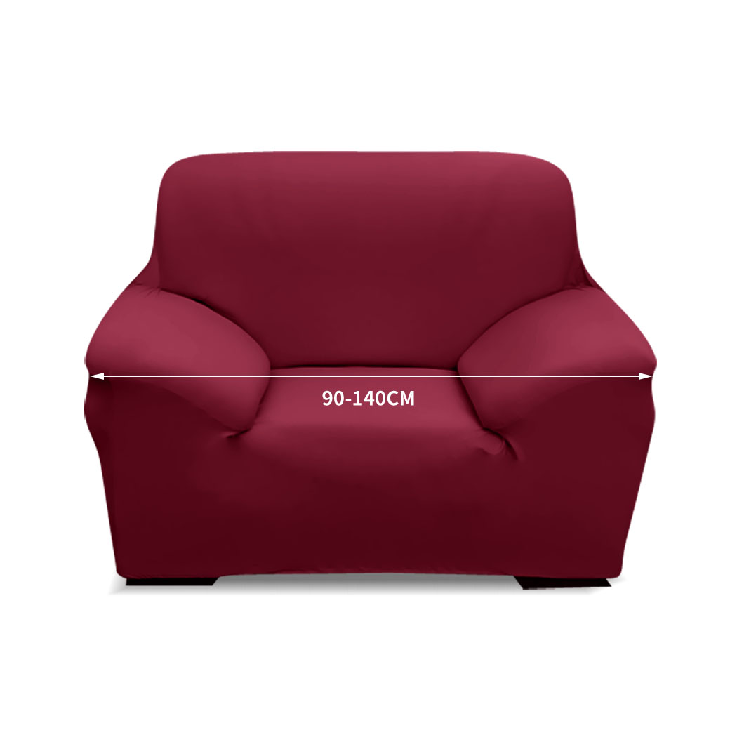 Easy Fit Stretch Couch Sofa Slipcovers Protectors Covers 1 Seater Burgundy