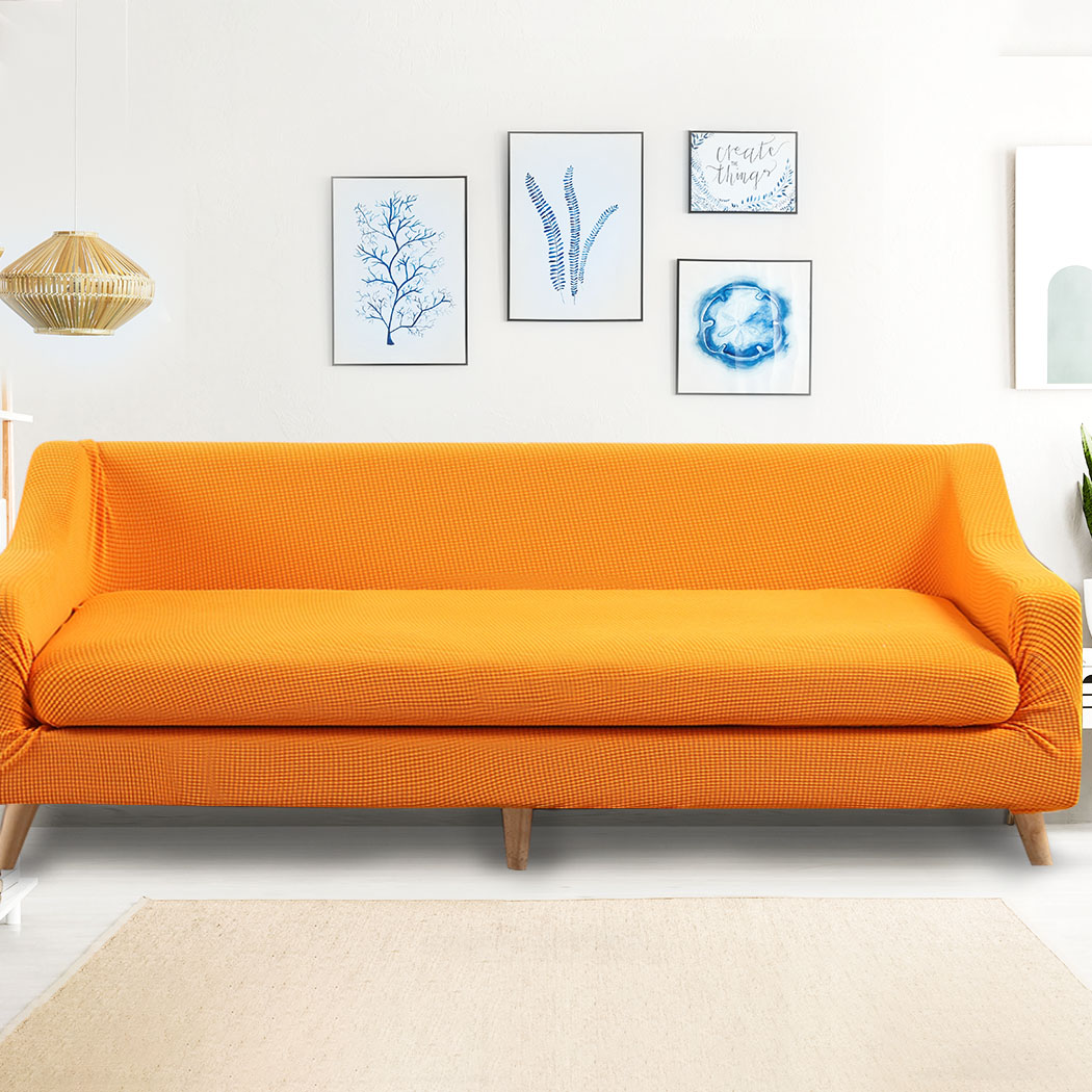 Couch Sofa Seat Covers Stretch Protectors Slipcovers 4 Seater Orange