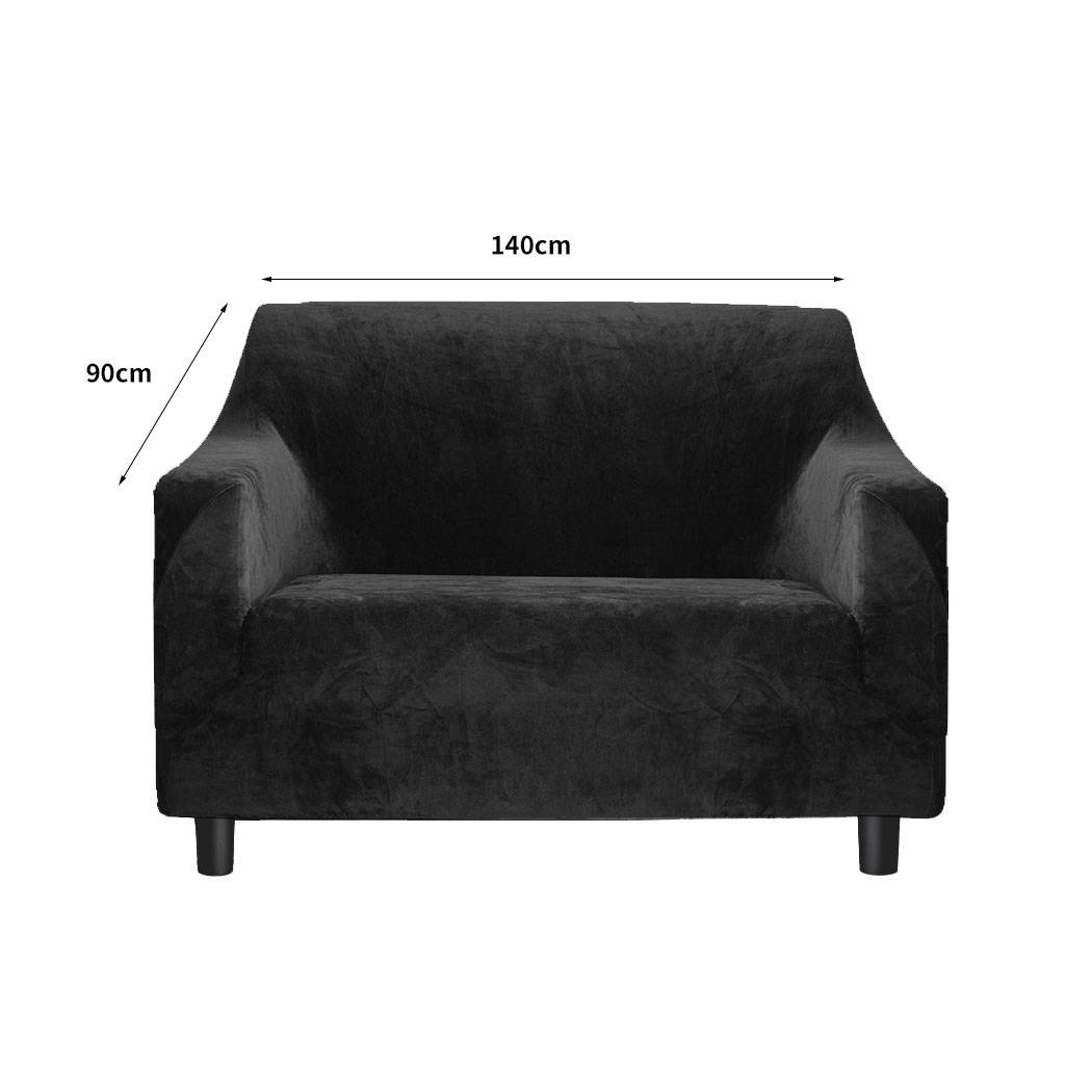 Marlow Sofa Covers 1 Seater High Stretch Slipcover Protector Couch Cover Black