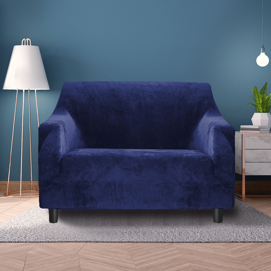 Marlow Sofa Covers 1 Seater High Stretch Slipcover Protector Couch Cover Navy