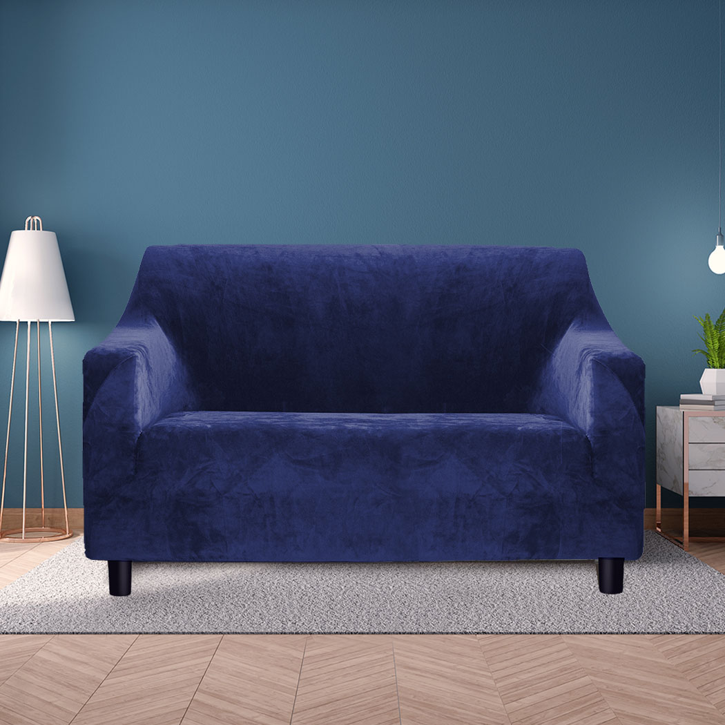 Marlow Sofa Covers 2 Seater High Stretch Slipcover Protector Couch Cover Navy