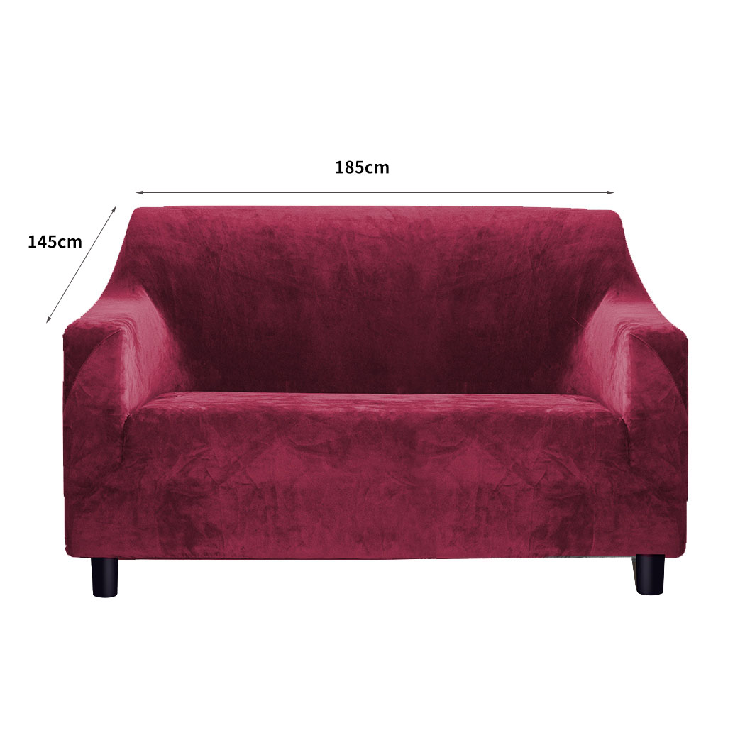 Marlow Sofa Covers 2 Seater High Stretch Slipcover Protector Couch Cover Wine
