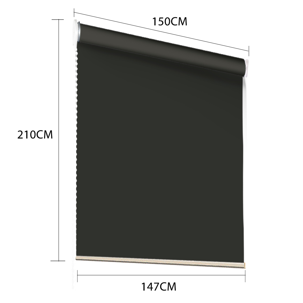 Modern Blockout Roller Blinds Curtain Full Sun Shading Room Black 150cmx210cm
