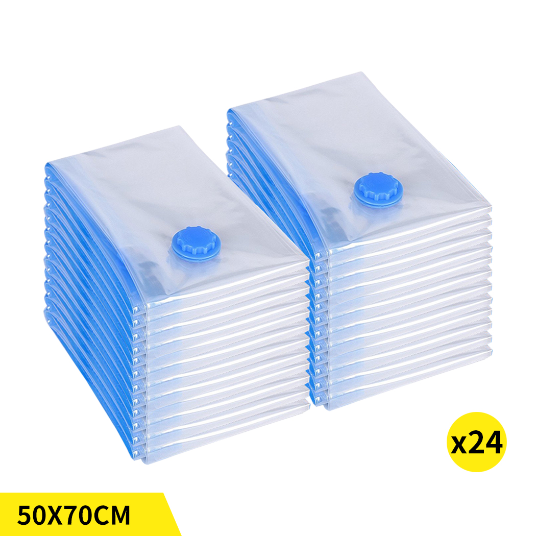 TopSellers-Vacuum Storage Bags Transparent 50x70cm - 24 Pack Space Saver