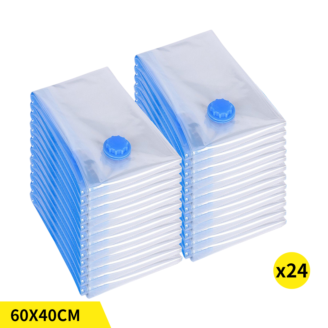 TopSellers-Vacuum Storage Bags Transparent 60x40cm - 24 Pack Space Saver