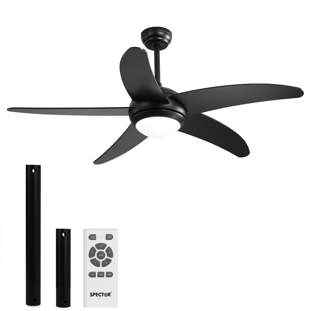 TopSellers-Modern Ceiling Fan LED Light Black - 52 Inch Remote Control Quiet