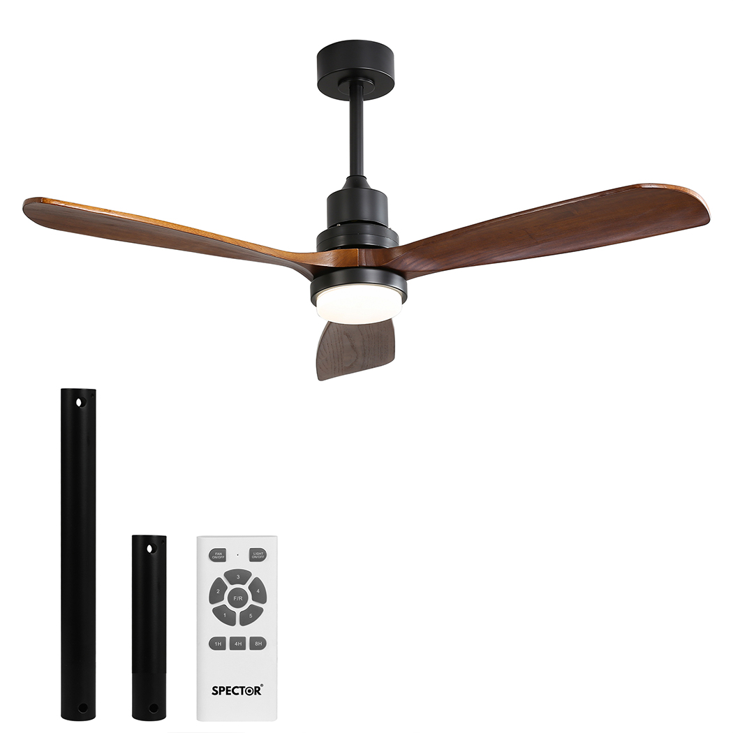 TopSellers-Wood Ceiling Fan Walnut - 52 Inch Remote Control  5 Speeds