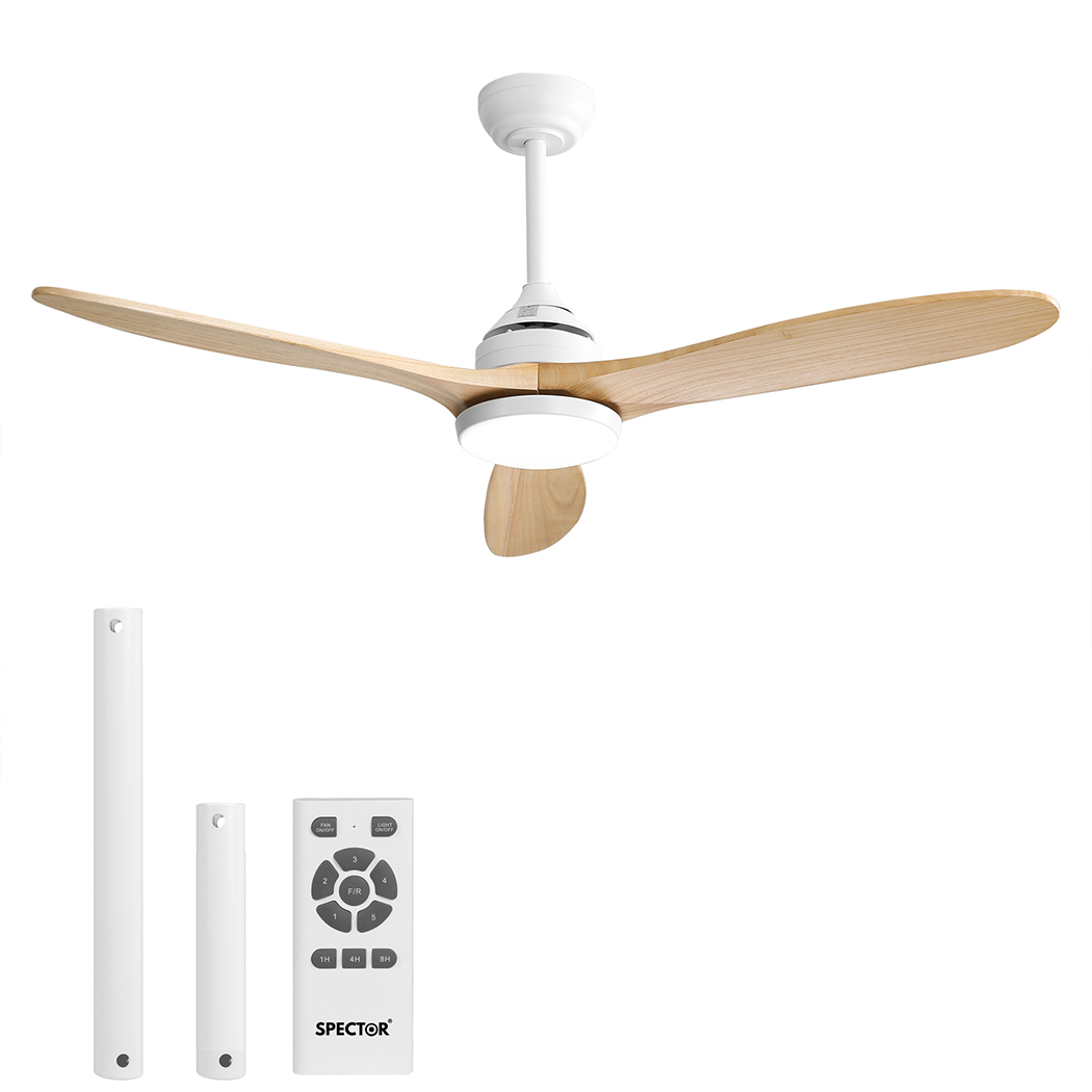 TopSellers-Wooden Ceiling Fan LED Light - 52 Inch Remote Control  Quiet & Energy Efficient