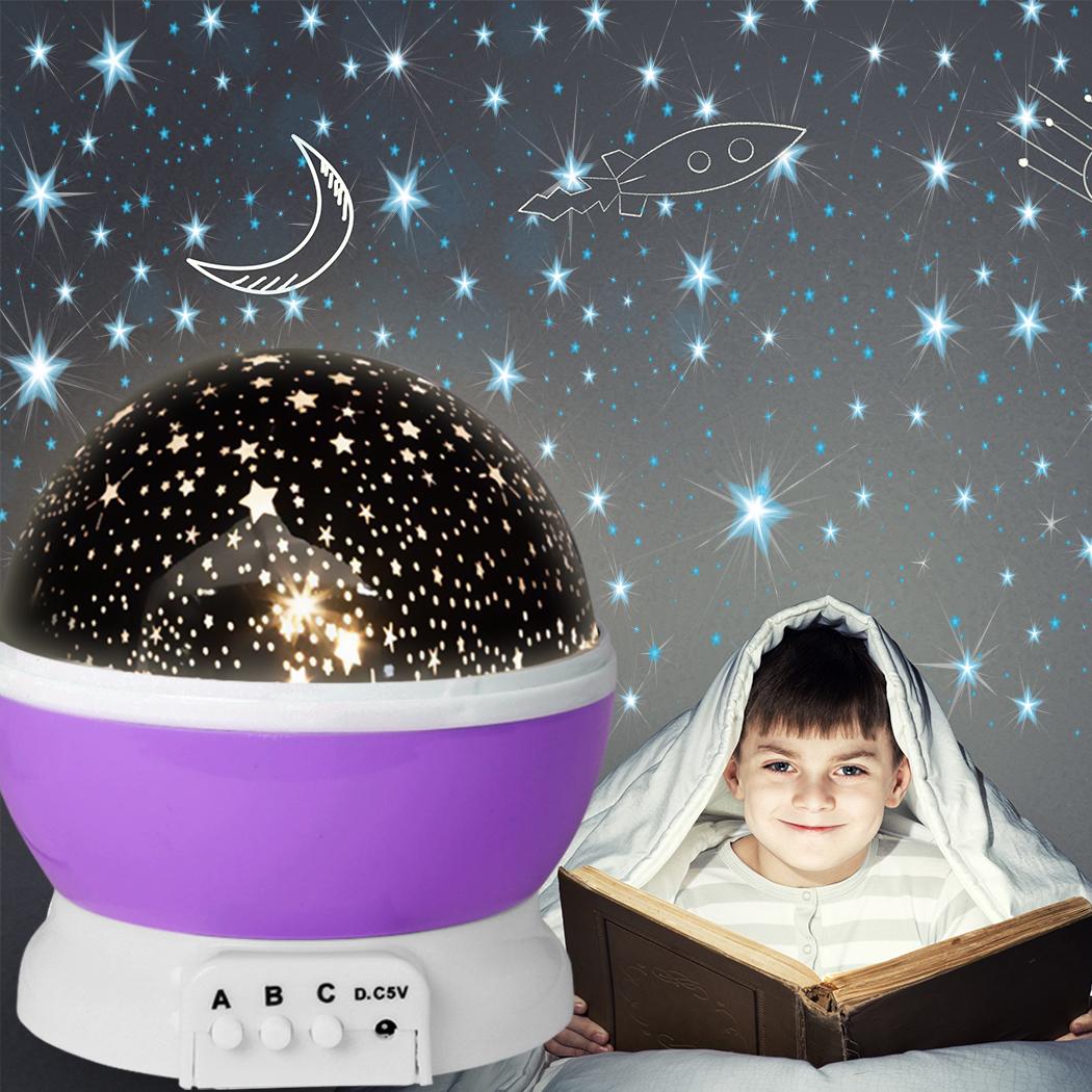 LED Star Projector Light Galaxy Starry Night  Lamp Laser Rotating Bedroom Purple