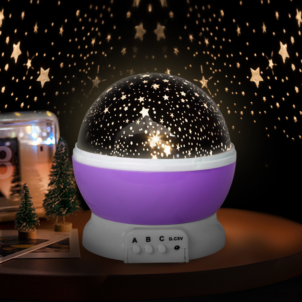 LED Star Projector Light Galaxy Starry Night  Lamp Laser Rotating Bedroom Purple