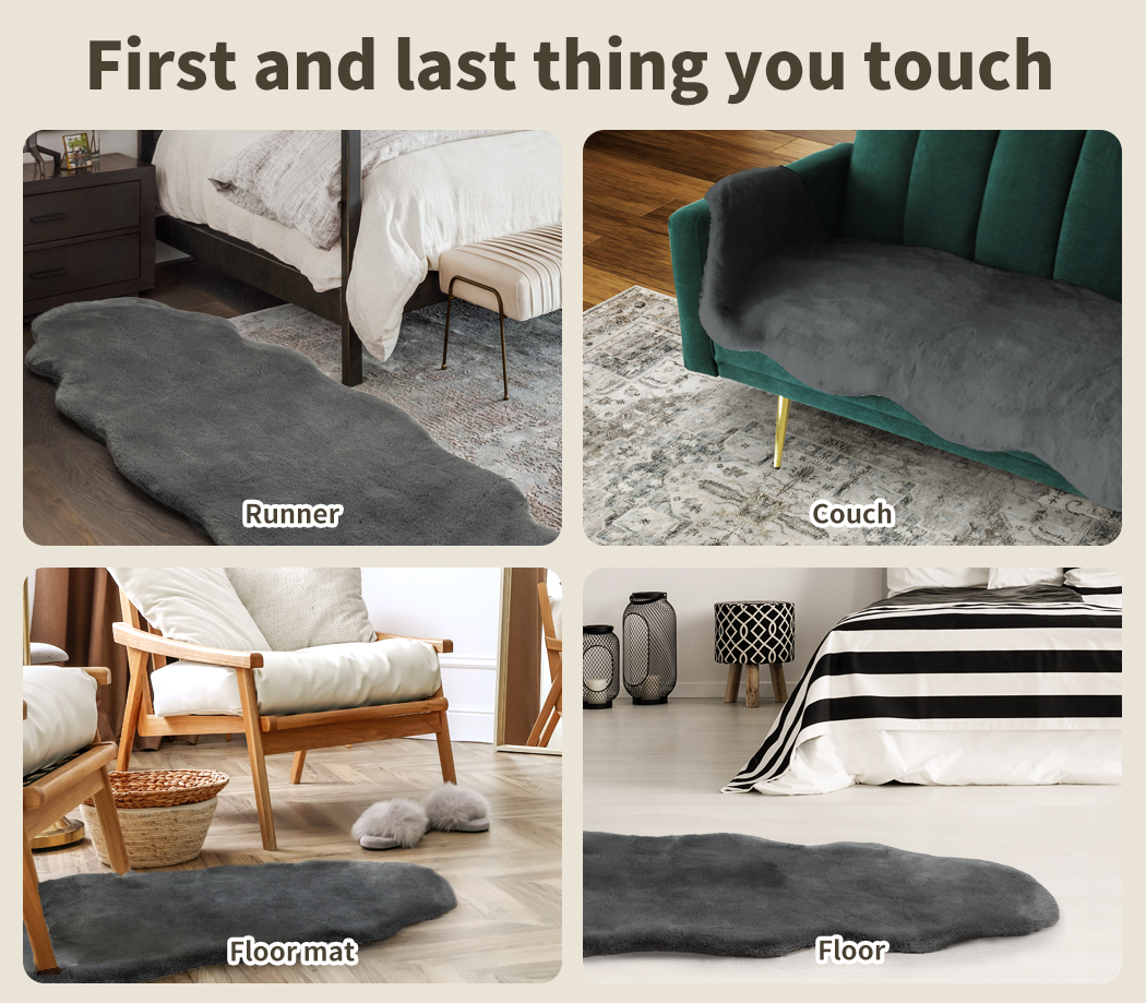 Marlow Floor Rug Area Rugs Shaggy Fluffy Faux Rabbit Fur Sofa Couch 20MM Pile - Picture 21 of 60