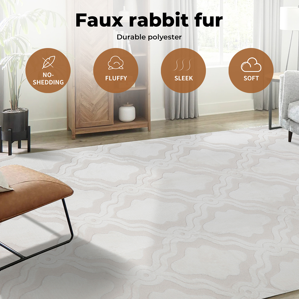 Marlow Floor Rugs Area Rug Fluffy Faux Rabbit Fur Soft Shaggy Carpet Short Pile - Picture 17 of 35