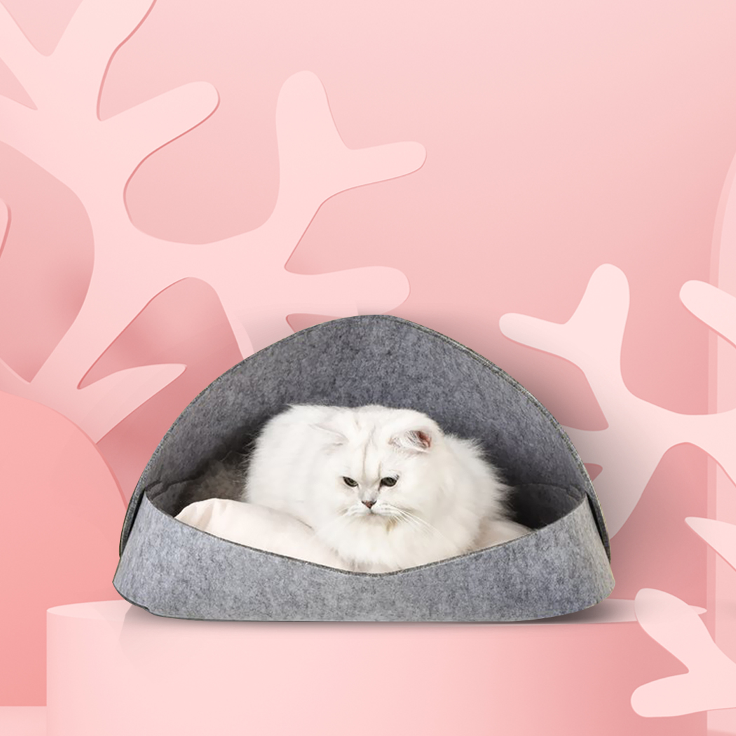 Pet Bed Cat Dog Donut Nest Calming Mat Mattress Soft Washable Deep Sleeping Grey
