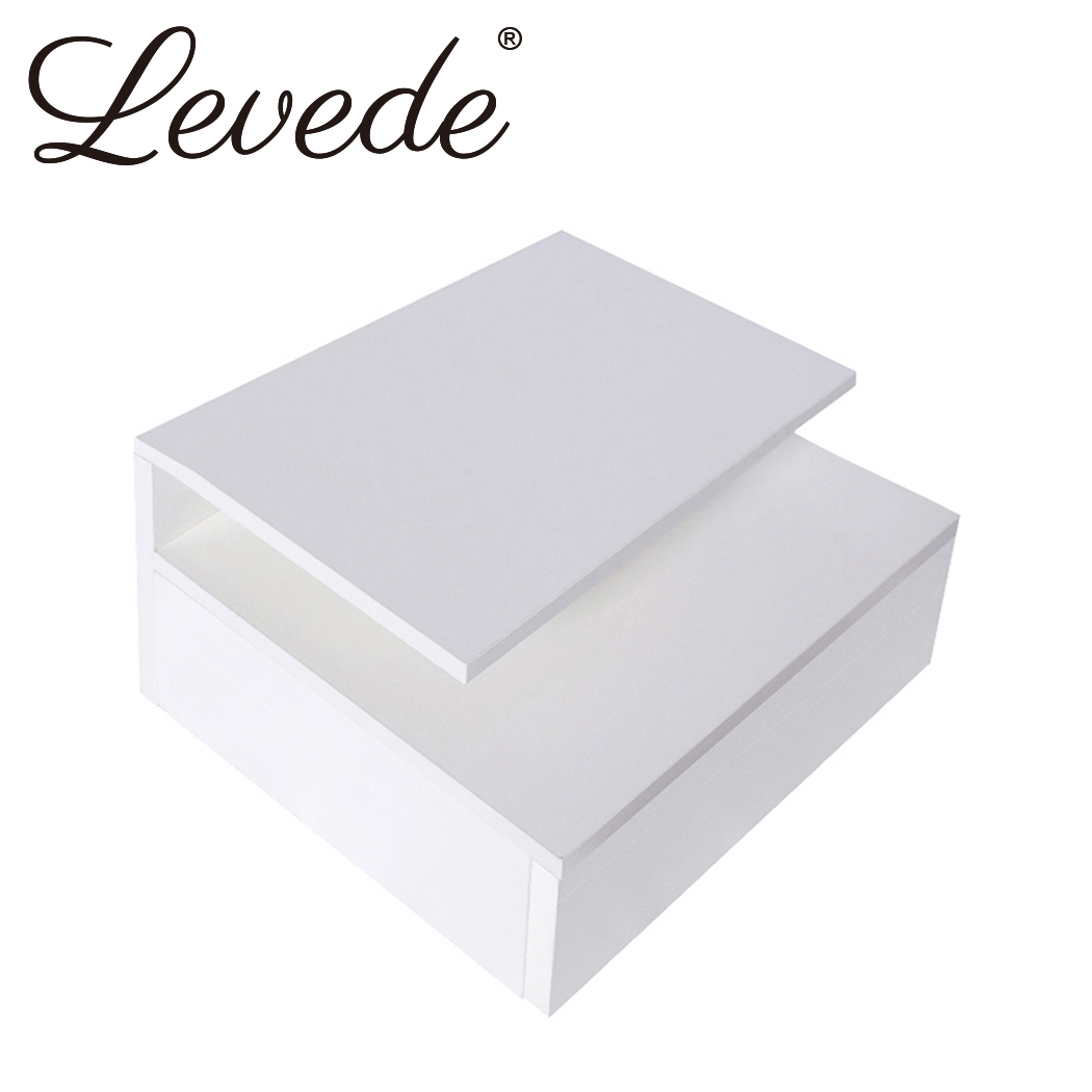 TopSellers-White Bedside Tables Set of 2 - Modern LED Light Storage Solution