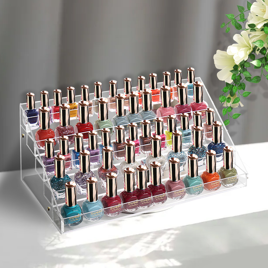 5 Tier Nail Polish Clear Acrylic Varnish Cosmetics Display Stand Rack Organiser