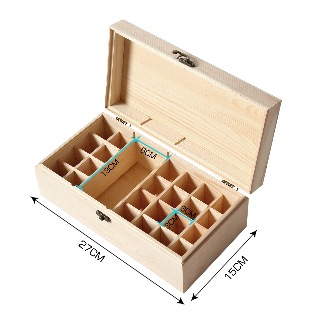 Essential Oil Storage Box Wooden 25 Slots Aromatherapy Container Organiser