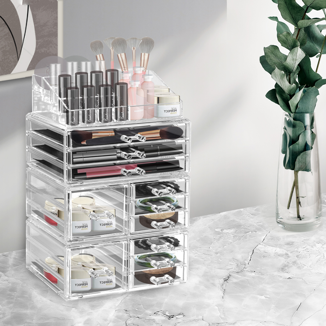 11 Drawer Clear Acrylic Cosmetic Makeup Organizer Jewellery Storage Box