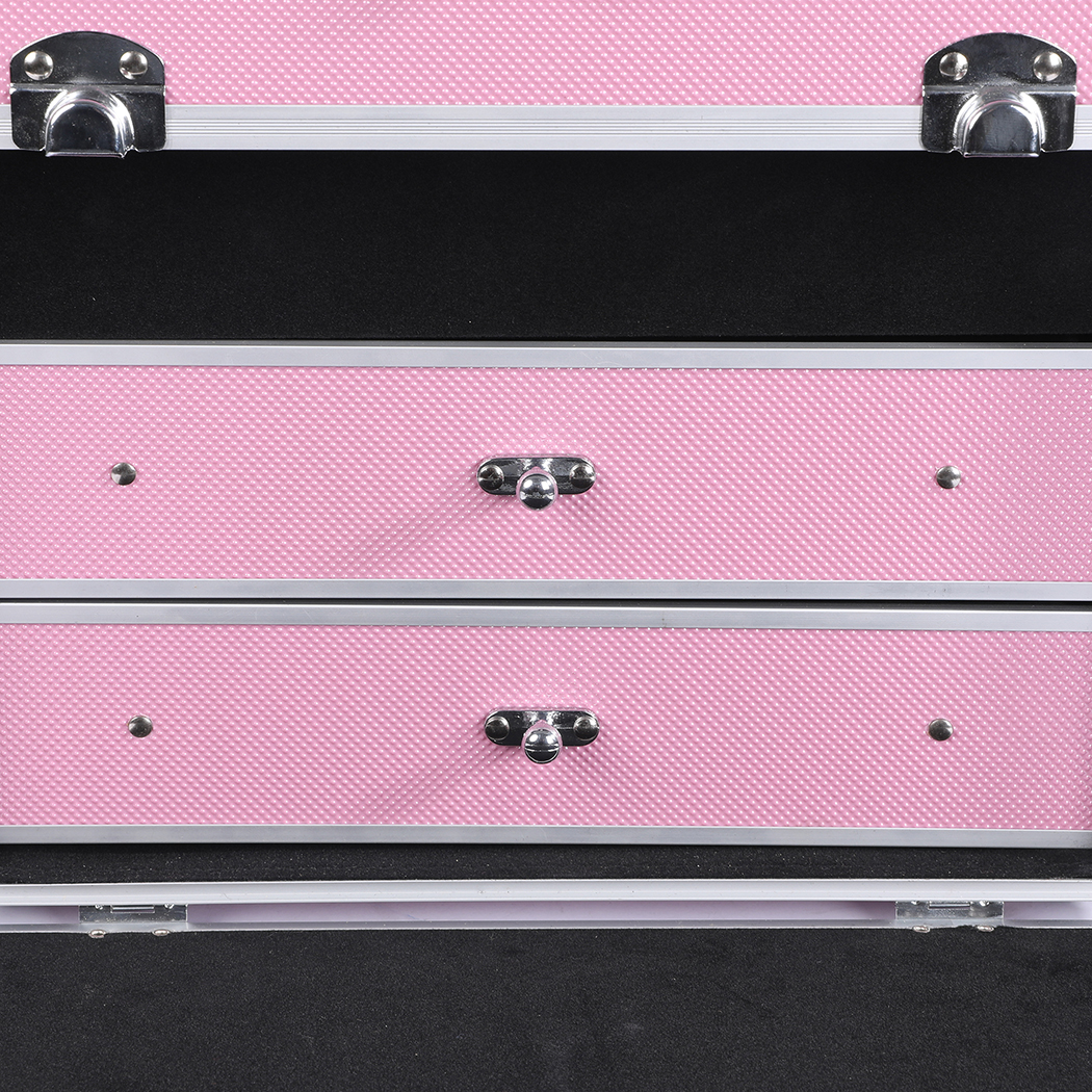 Professional Cosmetic Case Makeup Organizer Box Storage Bag Waterproof Pink