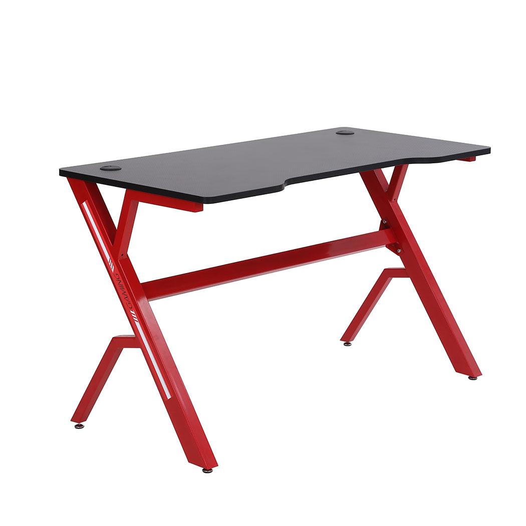 TopSellers-Gaming Desk Red Black - 120cm Spacious Table with Cable Management