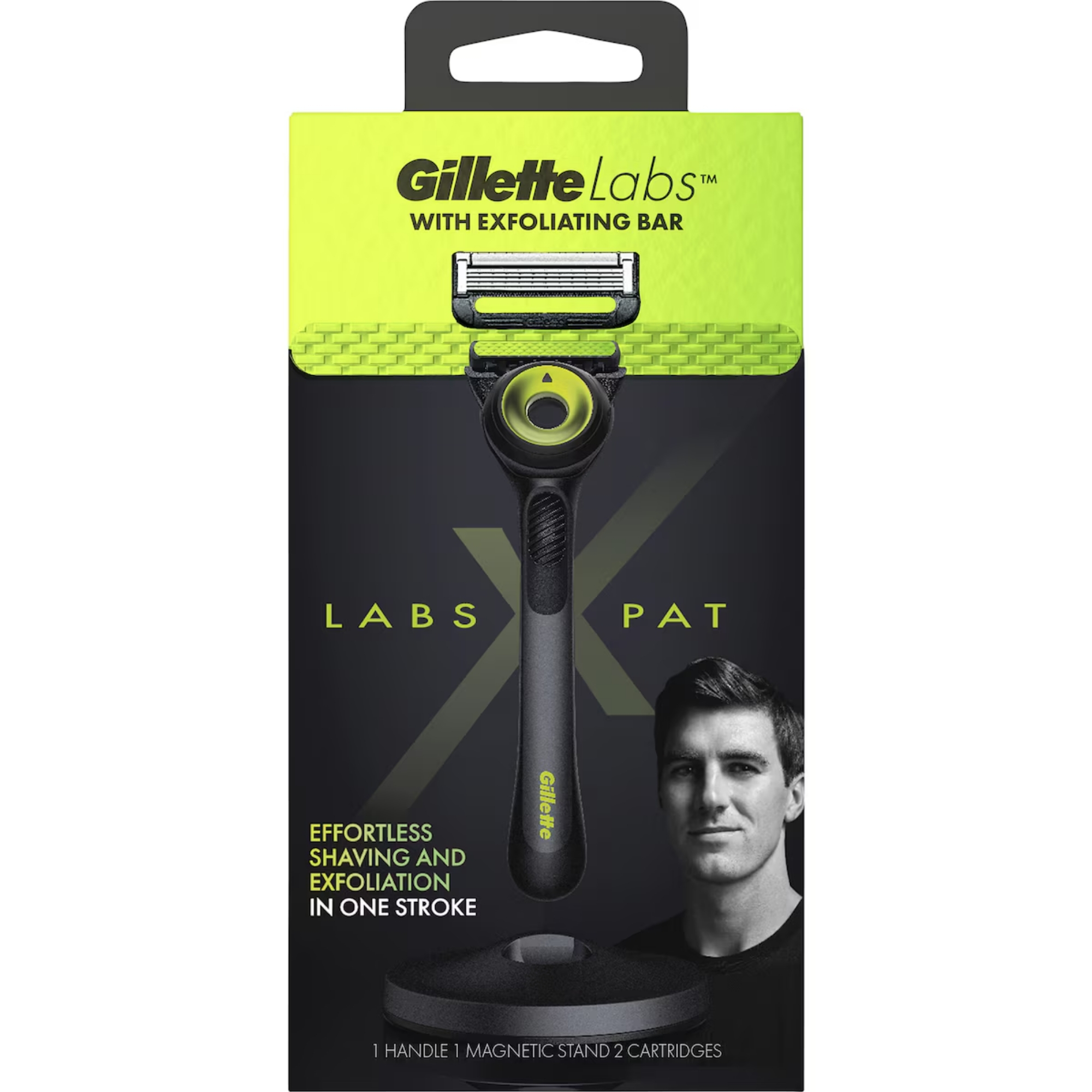 Gillette P Cummins Labs Razor Handle +2 Cartridges & Magnetic Stand