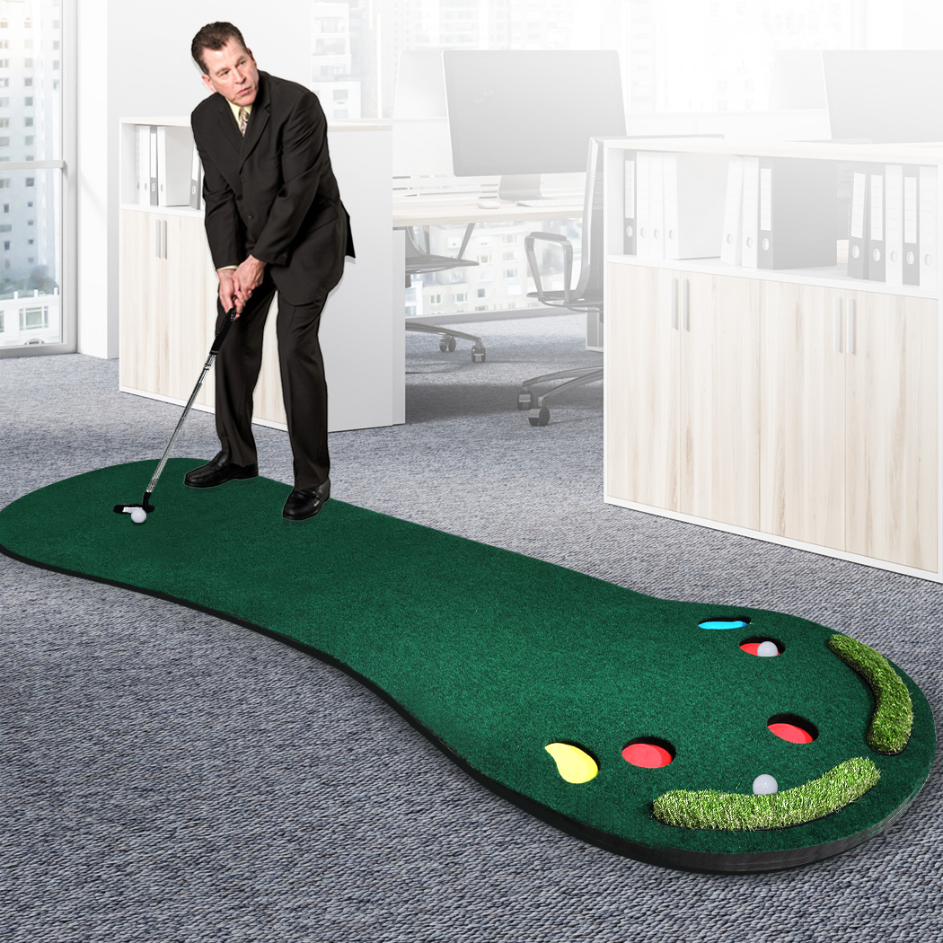 Centra 3M Golf Putting Mat Practice Training Indoor Outdoor Portable Slope Balls
